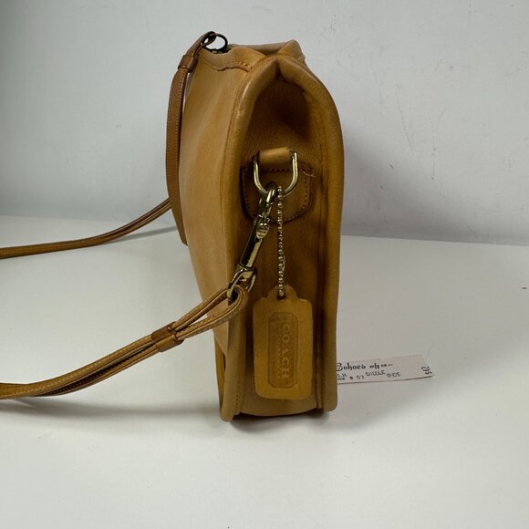 COACH Basic Bag #9455 Tan Leather Vintage 1970s Zippered Clutch Shoulder Bag - Picture 5 of 16